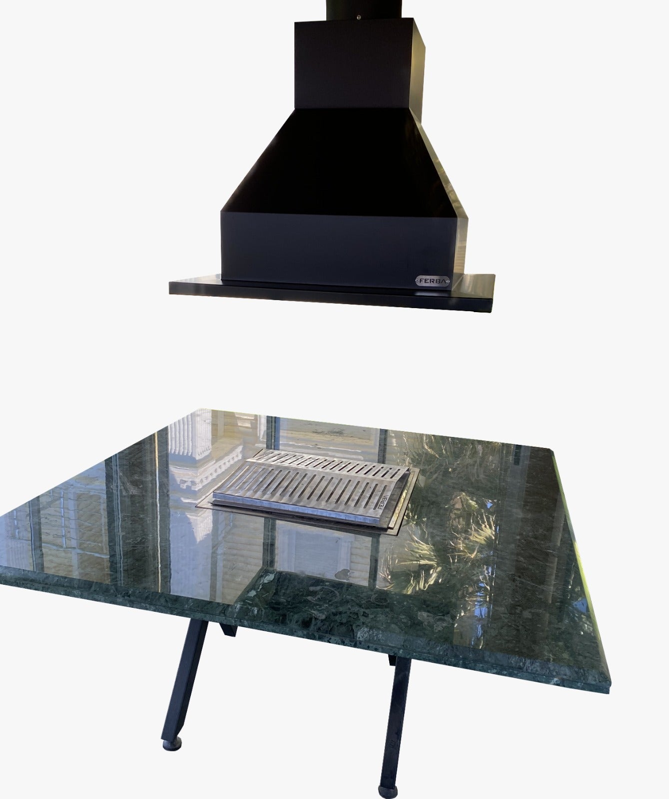 Yeşil Granit Tezgahlı Mangal Masa (130x130 cm)