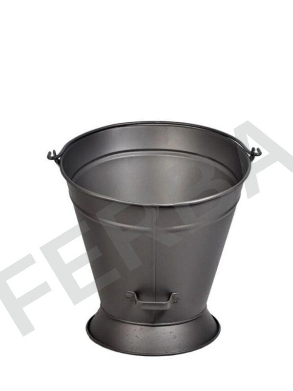 Yuvarlak Siyah Metal Odun Kovası