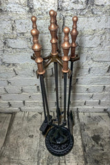 Yuvarlak Tabanlı Antik Bakır Marpuç Başlı Maşa Takımı