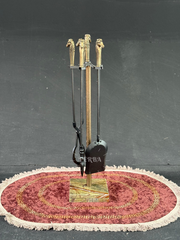 Mermer Tabanlı Bronz At Şömine Maşa Takımı